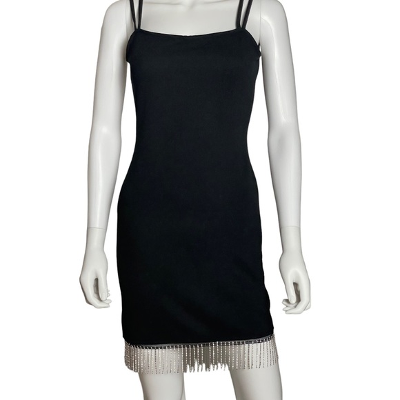 NWOT JUMP Apparel Square Neck Rhinestone Fringe Pull-On Dress - Picture 5 of 9